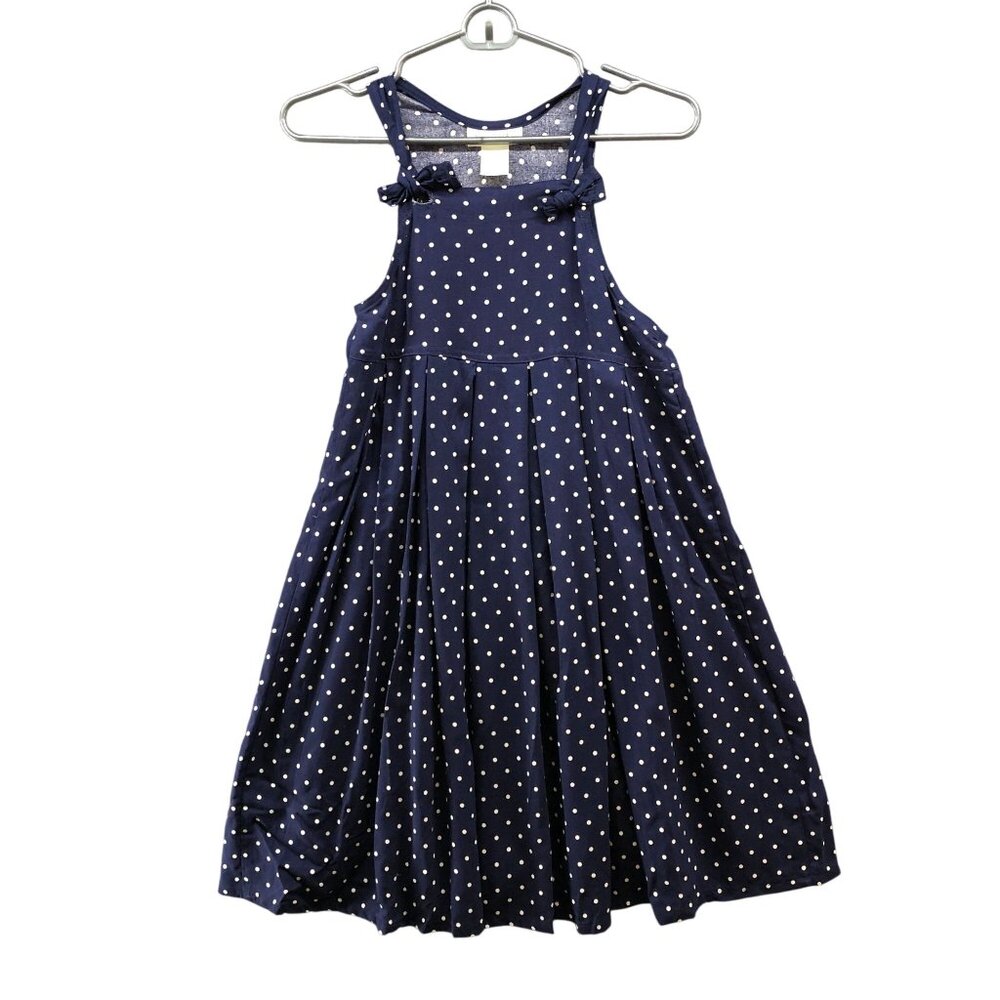 K.C. Parker Girls Size 7‎ Pinafore Dress Blue Polka Dot Pleated A-Line Rayon